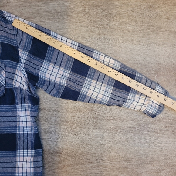 VANILLA STAR Blue Flannel Long Sleeve Button Down Hoodie Junior Women's XXL - Picture 5 of 15